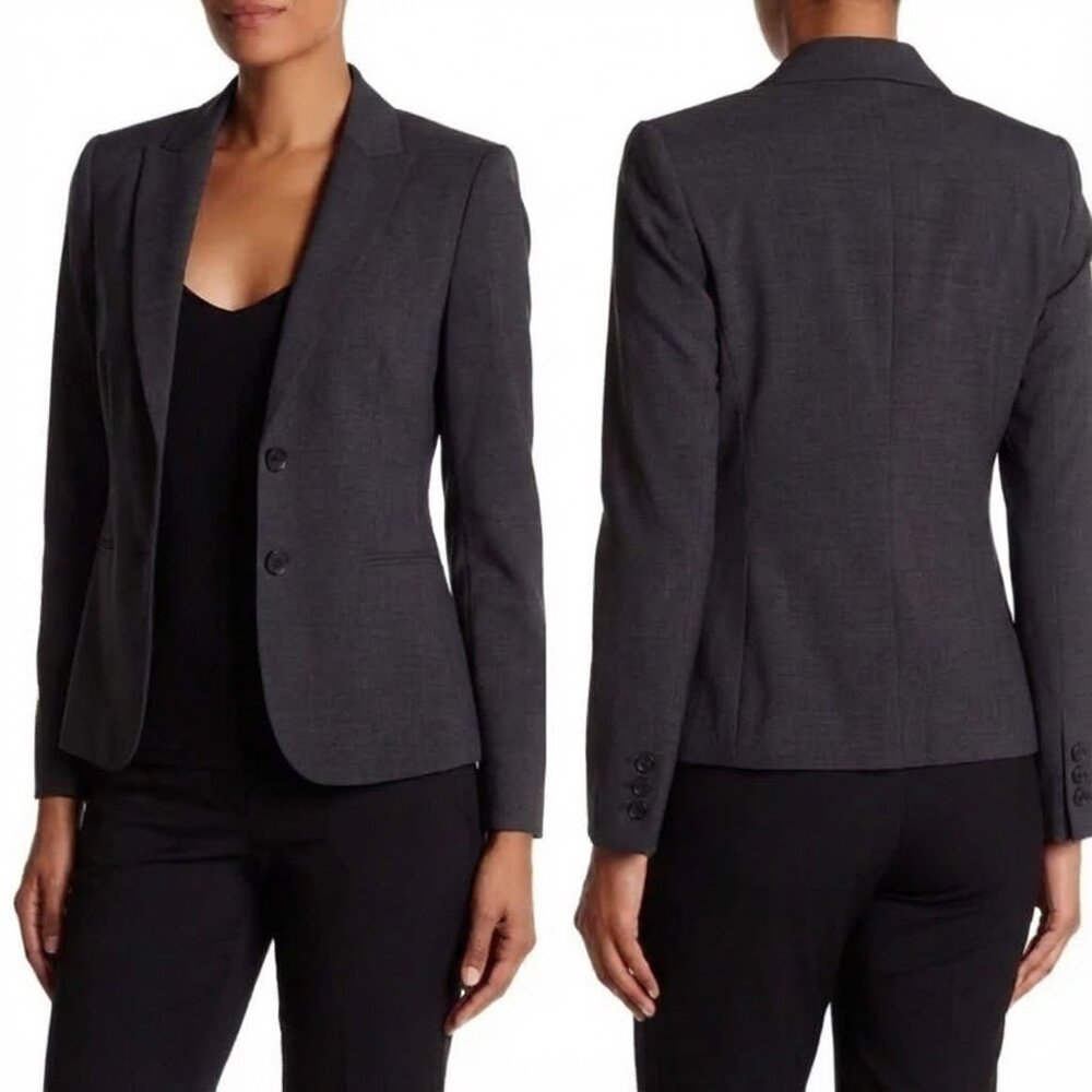 Theory Two Button Wool Blend Blazer Jacket In Cha… - image 1
